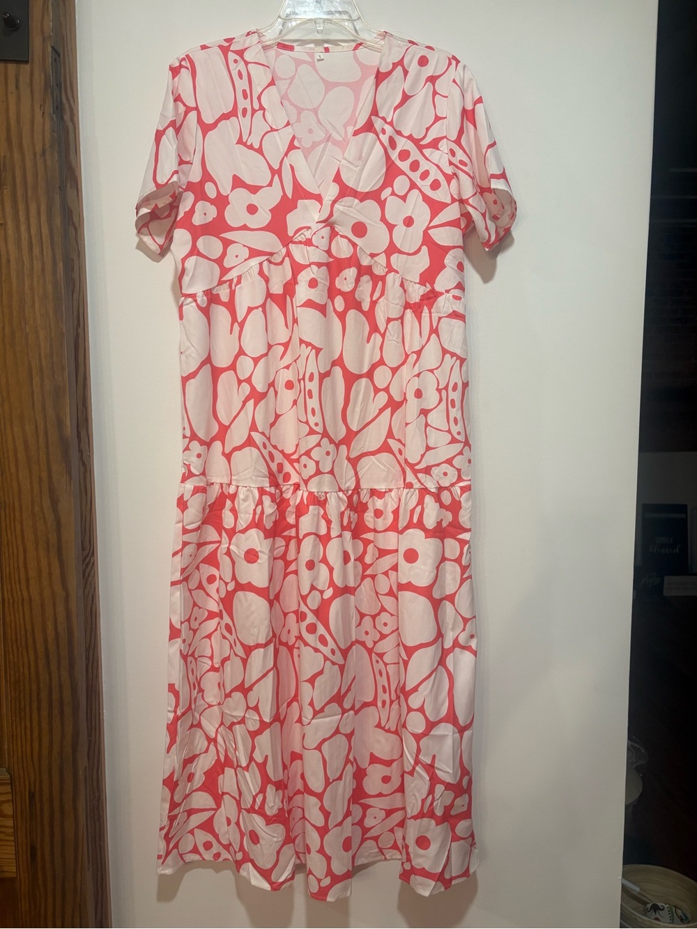 Source Unknown Coral and White Floral Maxi Dress